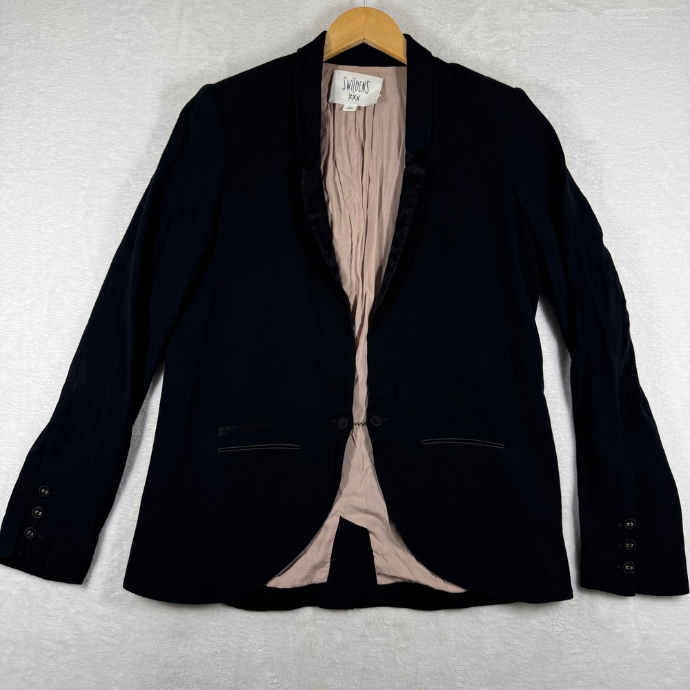 Swildens Black Viscose Tailored Blazer Jacket‎ Chain Button French Size 38 US 6